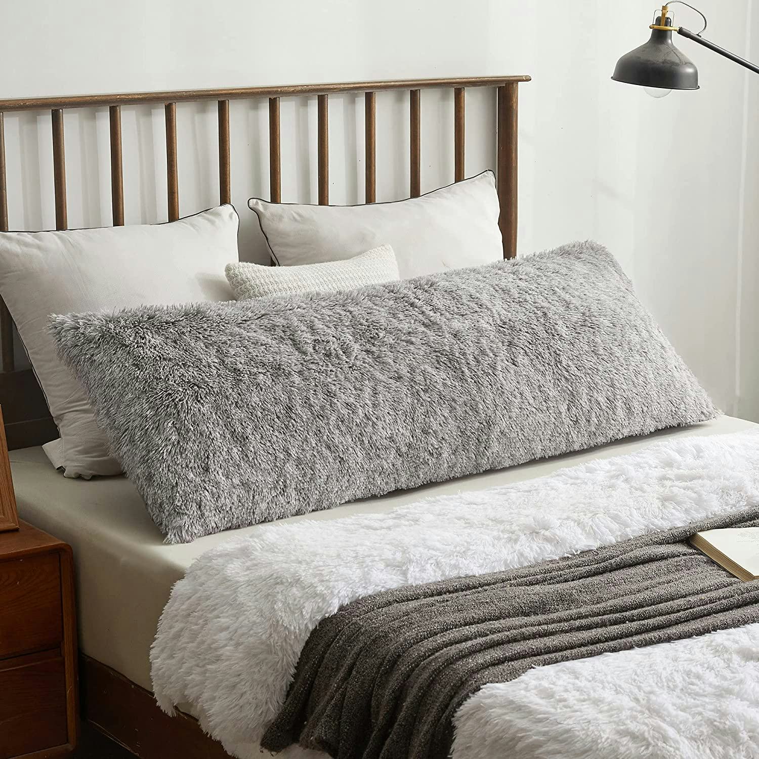 XeGe Luxury Shaggy Fuzzy Body Pillow Cover