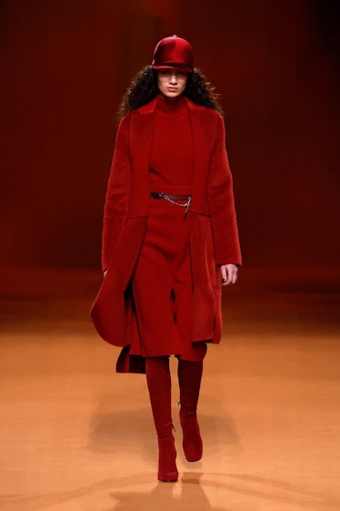  A model walks the runway during the Hermes Womenswear Fall Winter 2023-2024 show as part of Paris F...