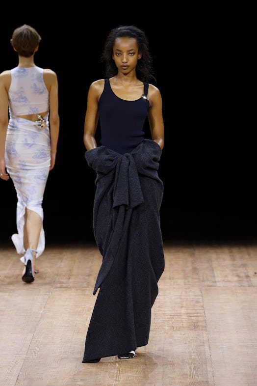 A model walks the runway during the Coperni Womenswear Fall Winter 2023-2024 show as part of Paris F...