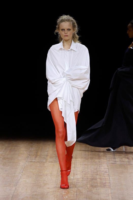 A model walks the runway during the Coperni Womenswear Fall Winter 2023-2024 show as part of Paris F...