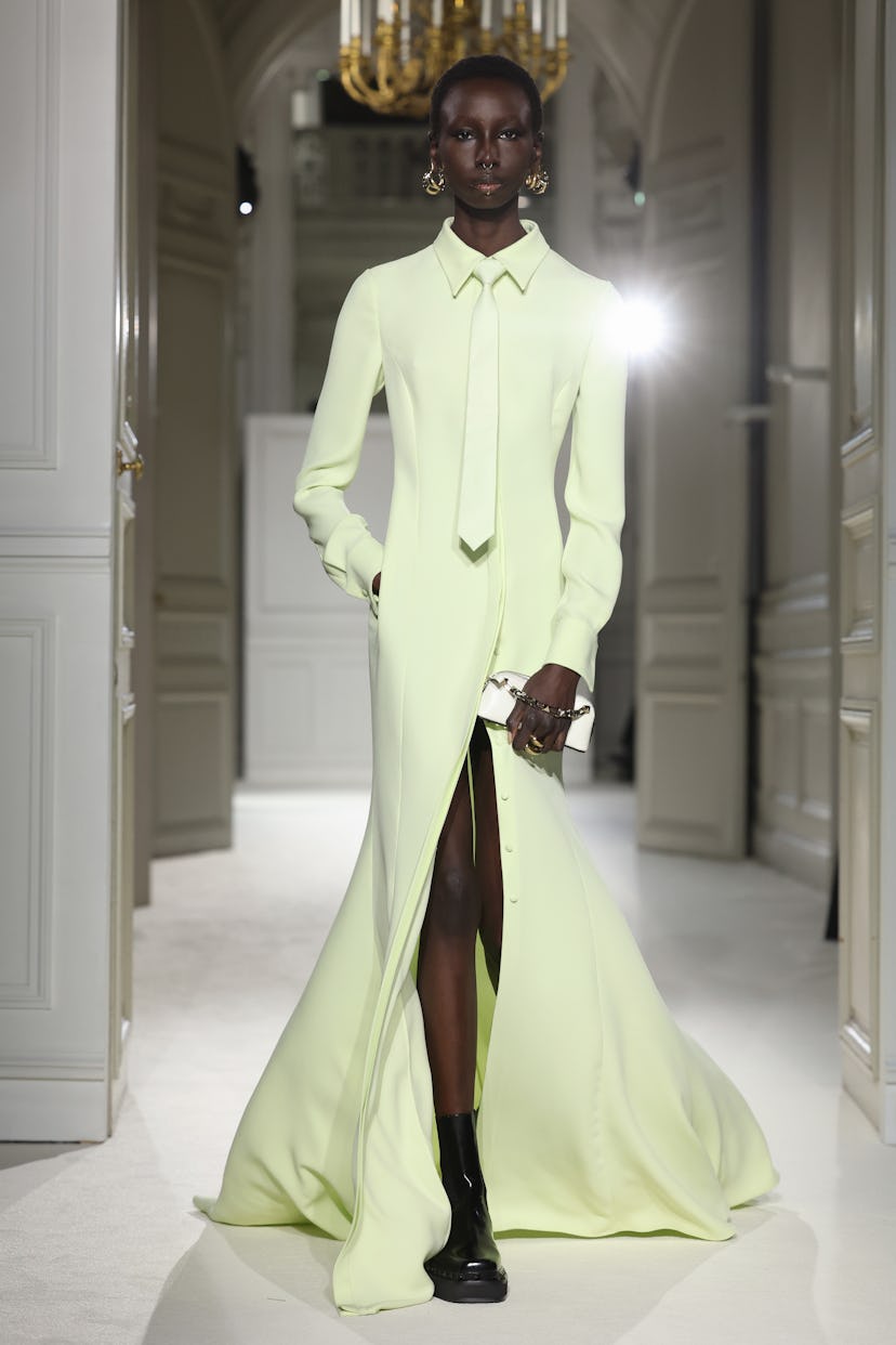 A model walking the runway at Valentino