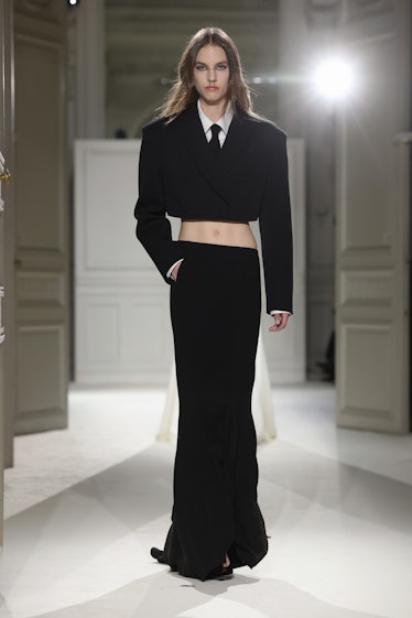  A model walks the runway during the Valentino Womenswear Fall Winter 2023-2024 show as part of Pari...