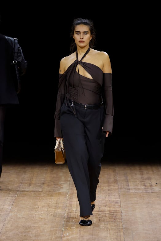 A model walks the runway during the Coperni Womenswear Fall Winter 2023-2024 show as part of Paris F...