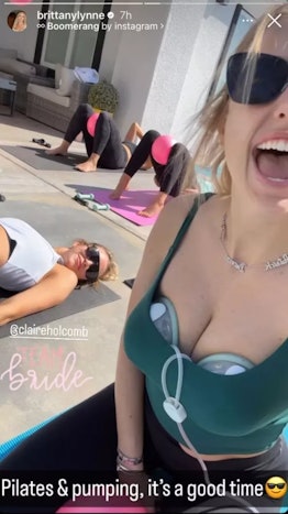 Brittany Mahomes was pumping during pilates class.