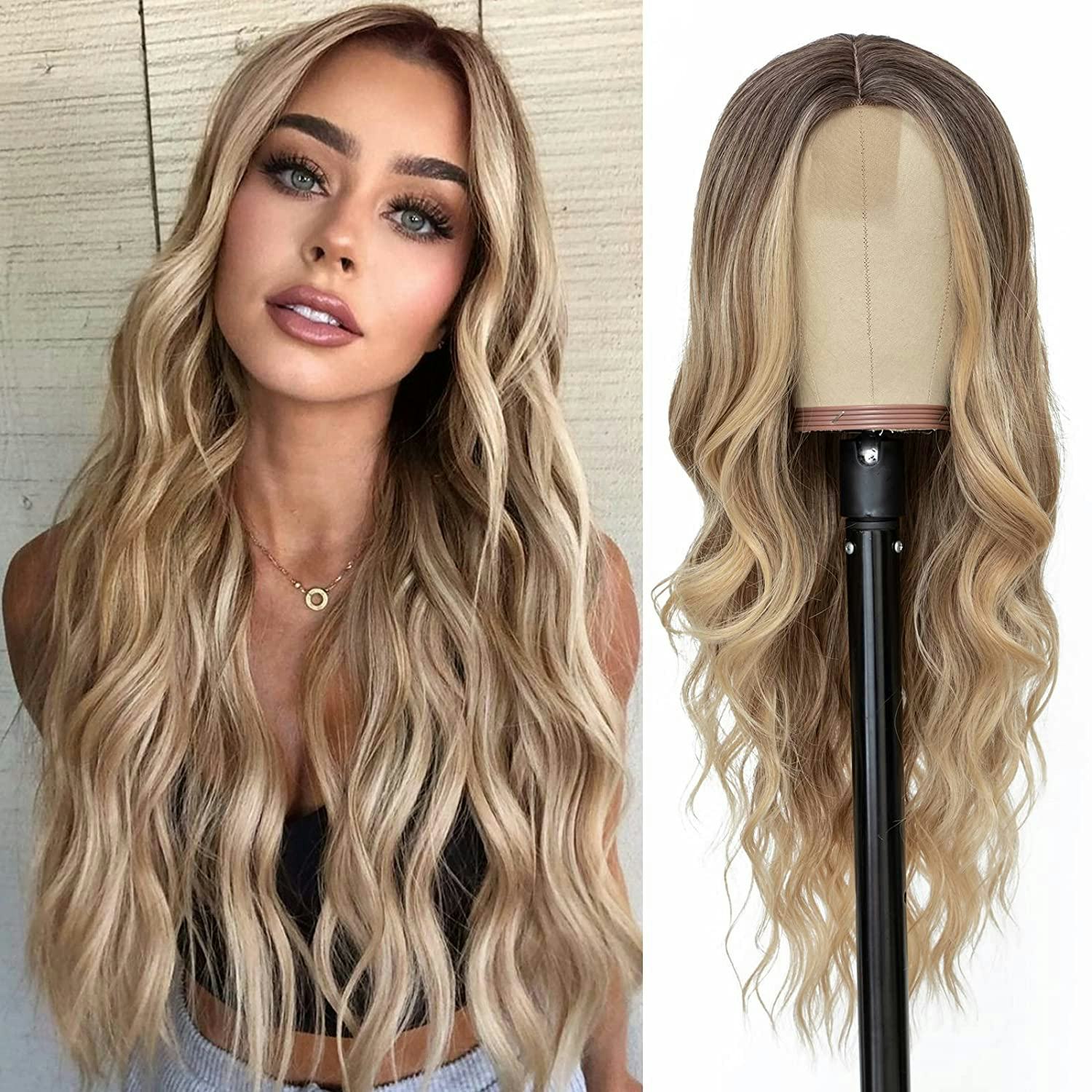NAYOO Long Ombre Blonde Wavy Wig