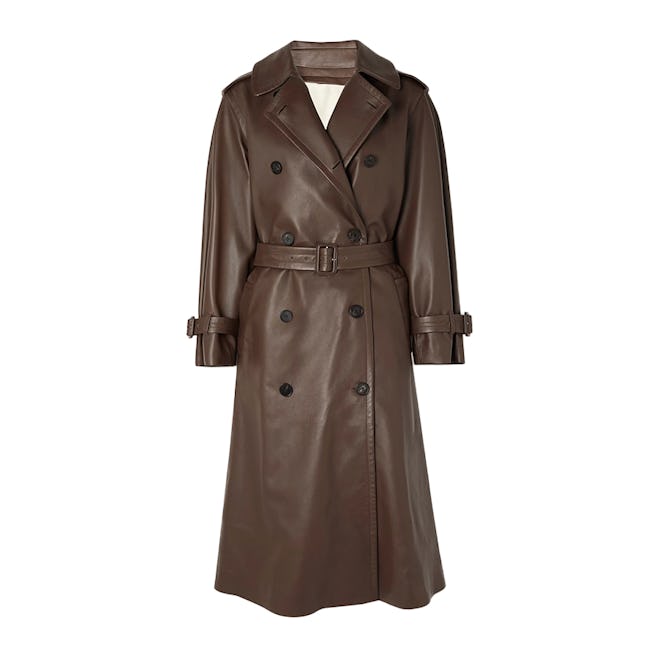 The Row Benzy Double-Breasted Leather Trench Coat