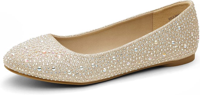 DREAM PAIRS Sole-Shine Rhinestone Ballet Flats