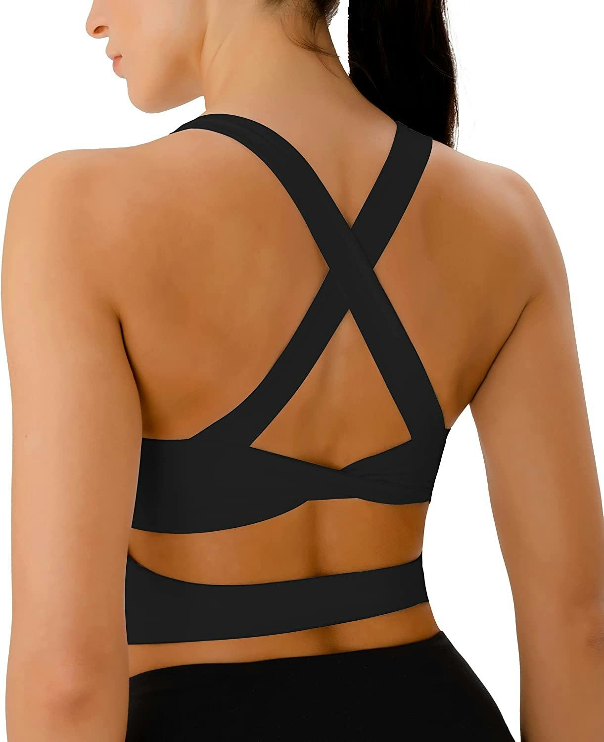 JOYSPELS Criss-Cross Back Padded Workout Top