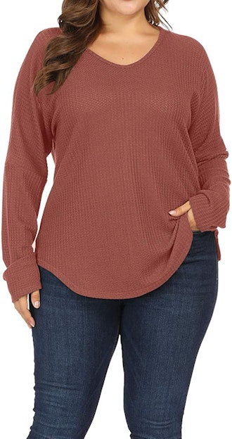 ALLEGRACE Plus Size Lightweight Knit Pullover Sweater