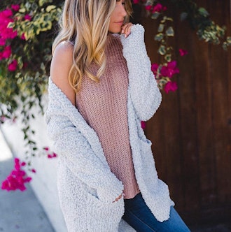 HZSONNE Fuzzy Knitted Cardigan Chunky Sweater