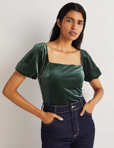 boden Square Neck Velvet Top is a cute st patrick's day date night outfit