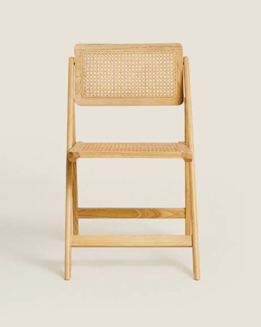 Rattan & Wood Folding Chair