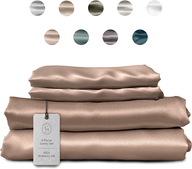 Colorado Home Co 4-Piece Mulberry Silk Bed Sheets, Queen