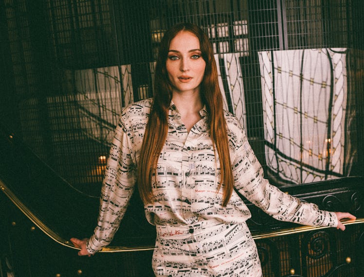 Sophie Turner in her look from the Louis Vuitton fall 2023 paris fashion week show