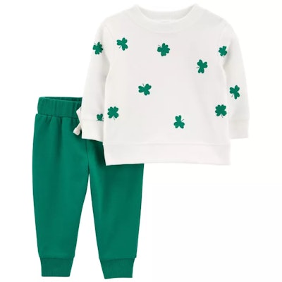 2-Piece Clover St. Patrick's Day Pant and Top Set in Green is a perfect baby's first st patrick's da...