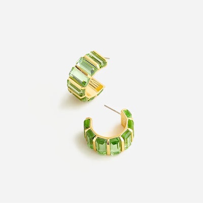 j. crew Trapezoid Stone Hoop Earrings is a cute st patricks day outfit idea
