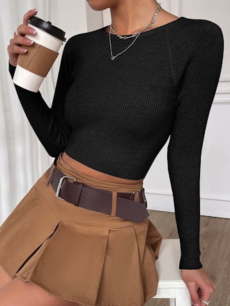 SOLY HUX Ribbed Crop Sweater