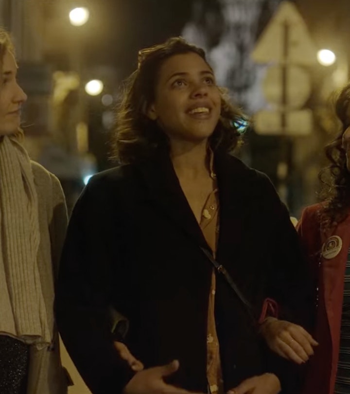 Zita Hanrot, Sabrina Ouazani, Joséphine Draï of The Hook Up Plan walking in Paris