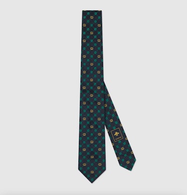 Gucci Interlocking G and Clover Silk Tie