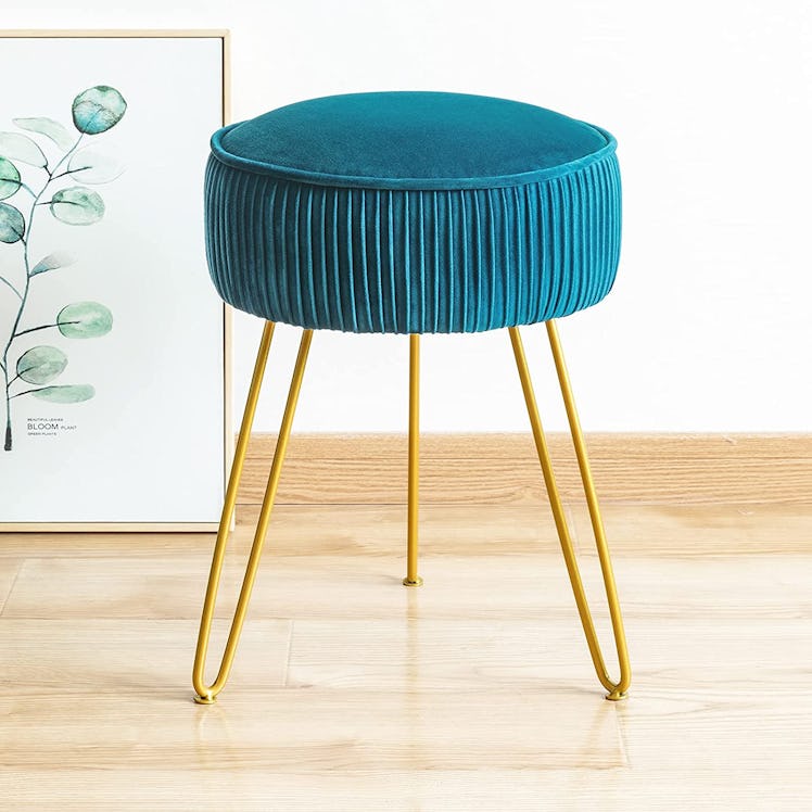 LUE BONA Modern Velvet Round Footstool