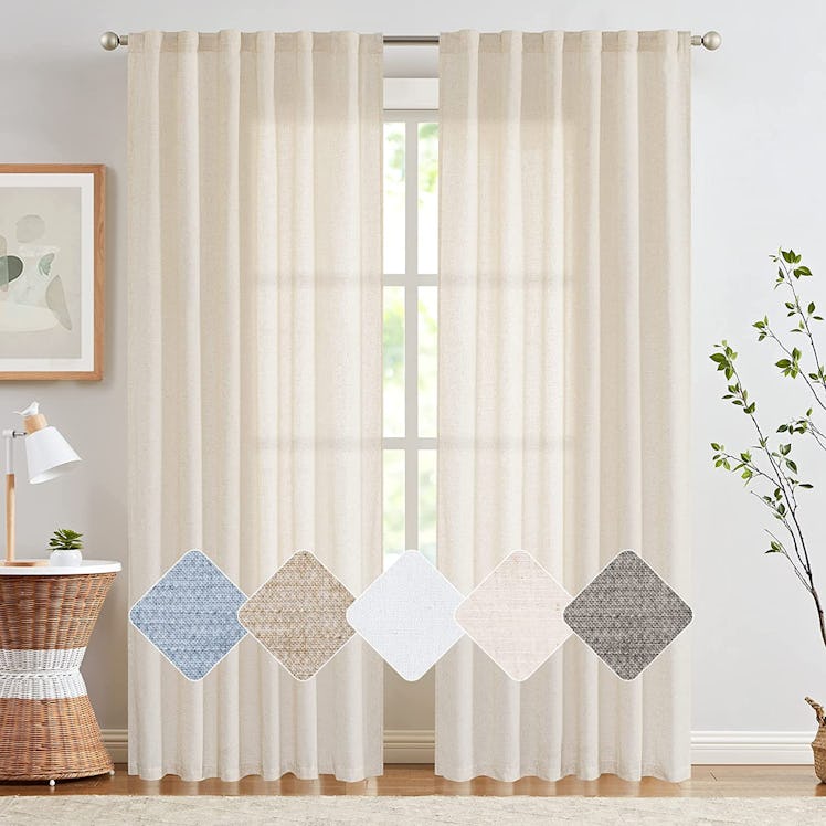 jinchan Linen Beige Curtains