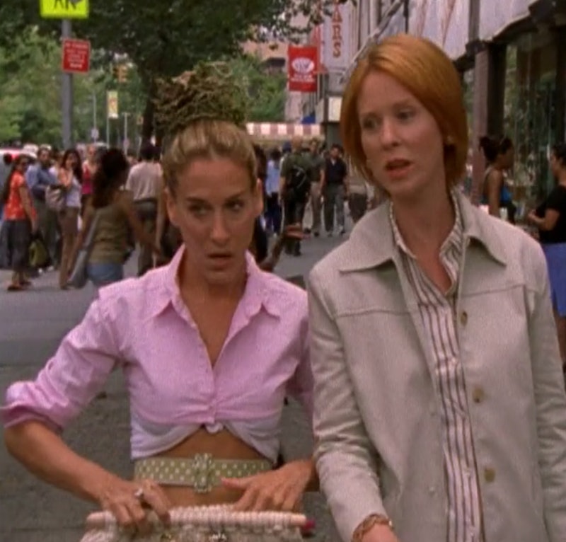 Sarah Jessica Parker and Cynthia Nixon on Sex and the City. 