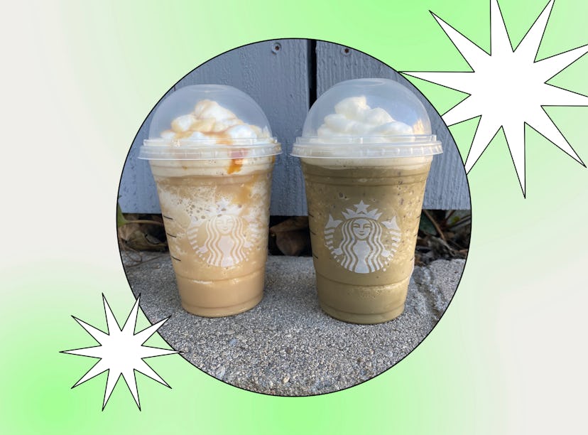 Two of the Starbuck s Girl Scout Cookie drinks from the Starbucks secret menu. 