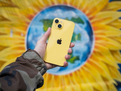 A yellow iPhone 14 plus