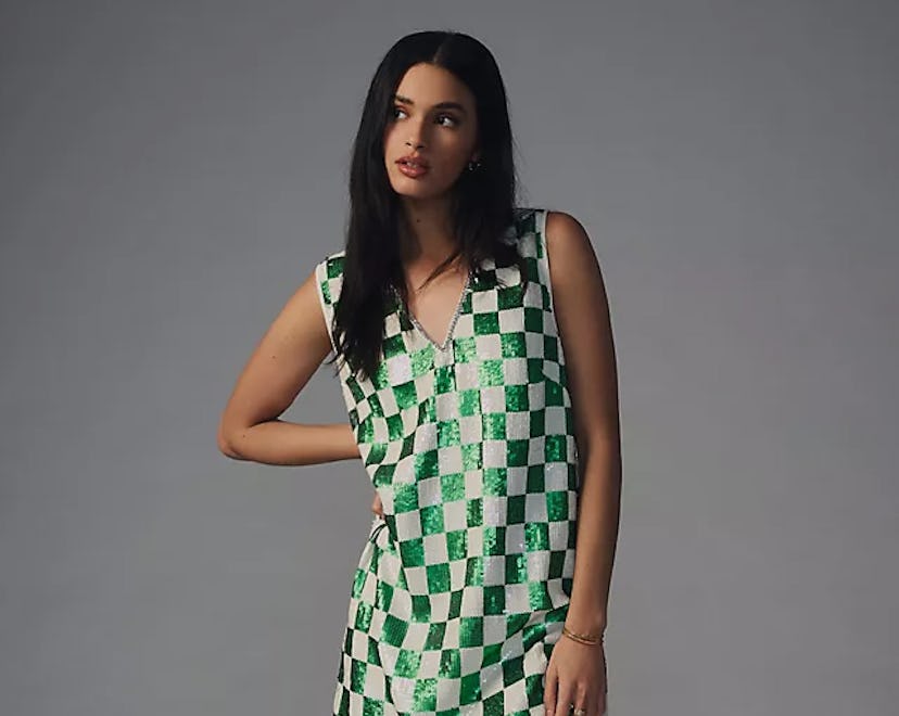 St. Patrick's day outfit idea: this cute sequin checkered dress