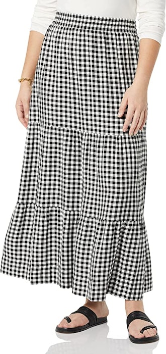 Amazon Essentials Pull-On Woven Tiered Midi Skirt