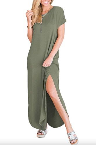 ANRABESS Short Sleeve Maxi Dress with Pockets