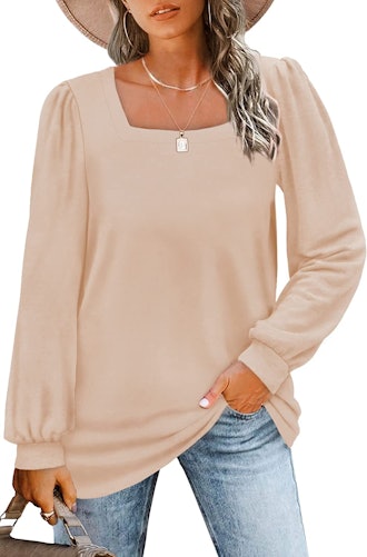WIHOLL Long-Sleeve Square Neck Top