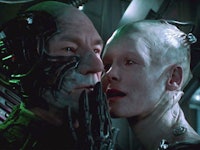 Picard as Locutus of Borg in a flashback in 'Star Trek: First Contact.'