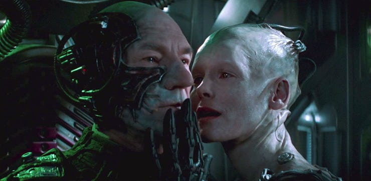 Picard as Locutus of Borg in a flashback in 'Star Trek: First Contact.'