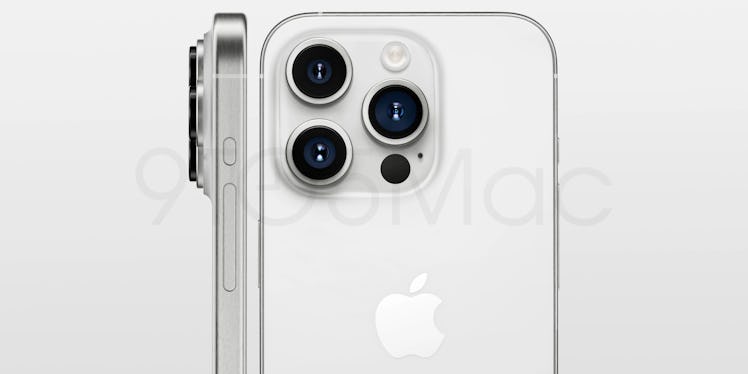 Rendering showing the camera bump of the iPhone 15