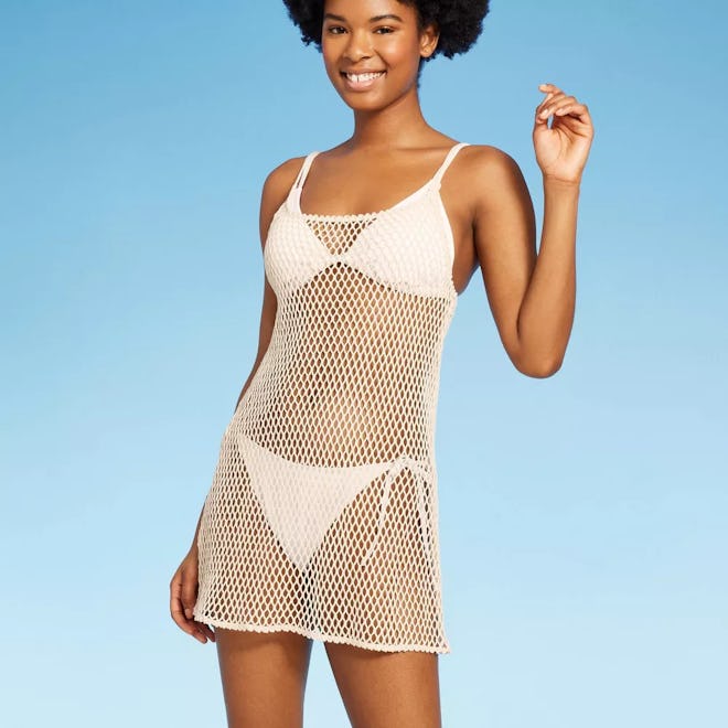 Tassle Trim Crochet Cover Up Dress