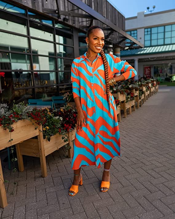 The Drop Printed Button-Down Shirt Dress