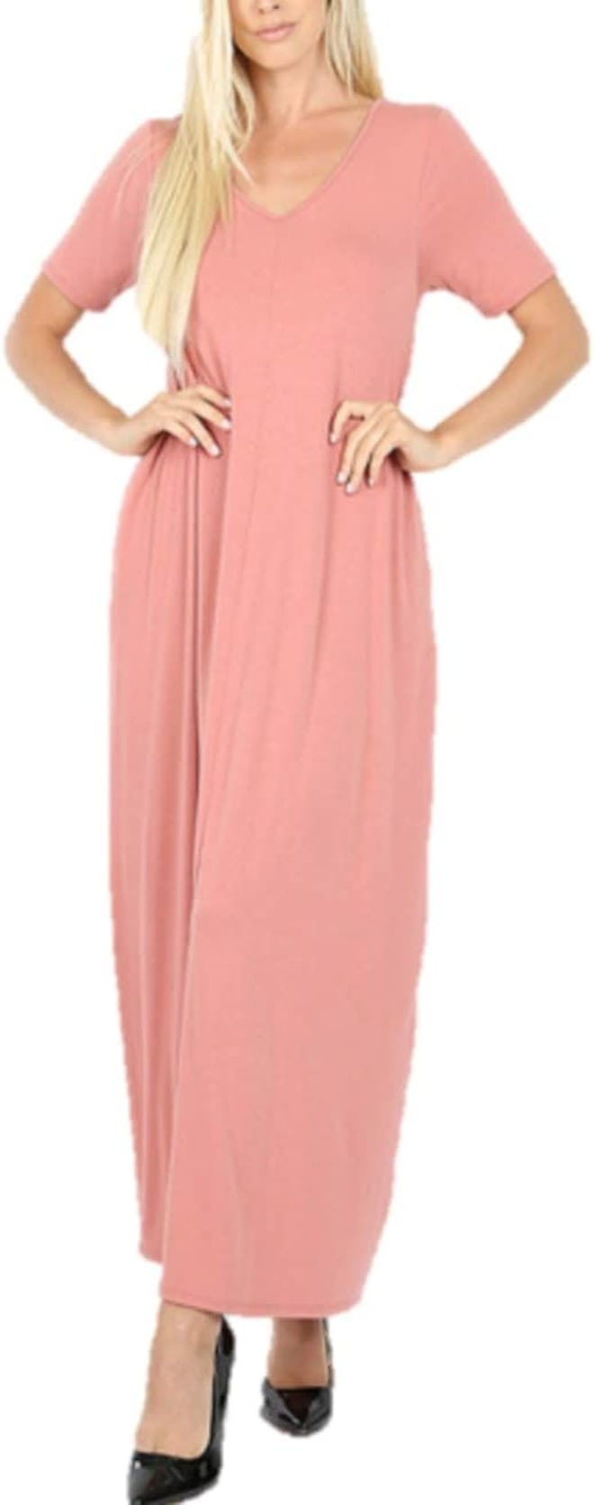 Zenana Short-Sleeve Relaxed Maxi Dress