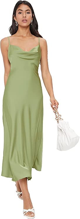 Floerns Spaghetti Strap Cowl Neck Slip Dress