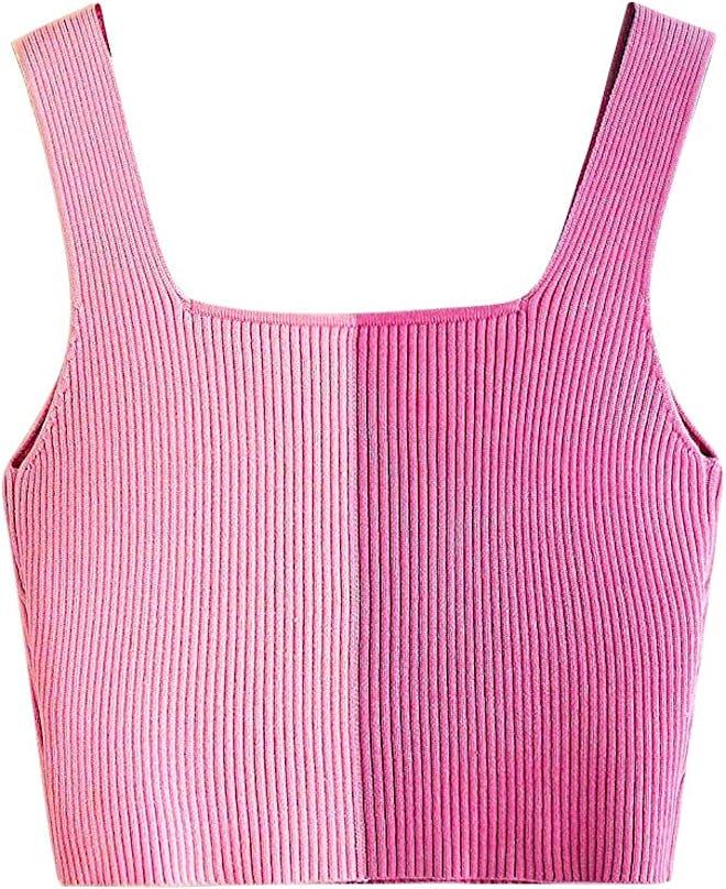 Verdusa Square Neck Sleeveless Crop Tank