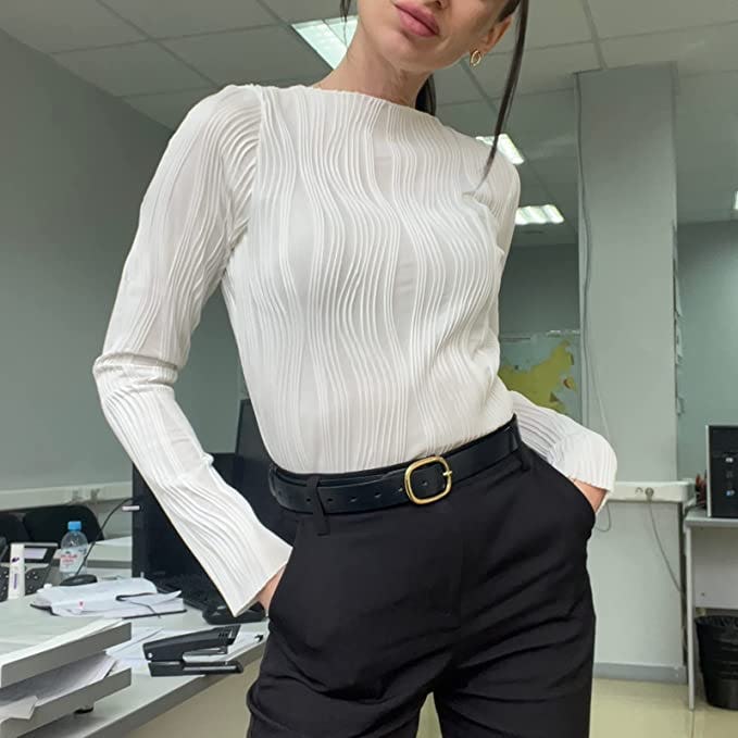 AnotherChill Pleated Long Sleeve Ruched Top