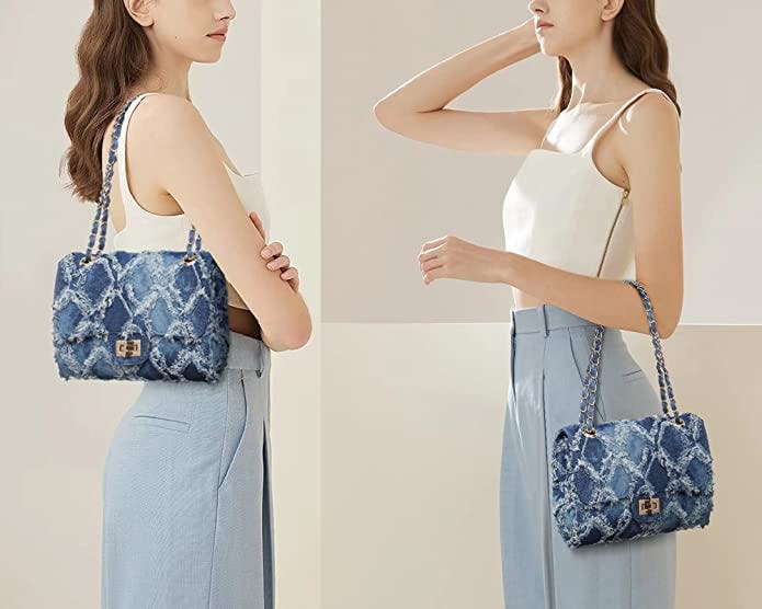 MKP Distressed Jean Quilted Crossbody