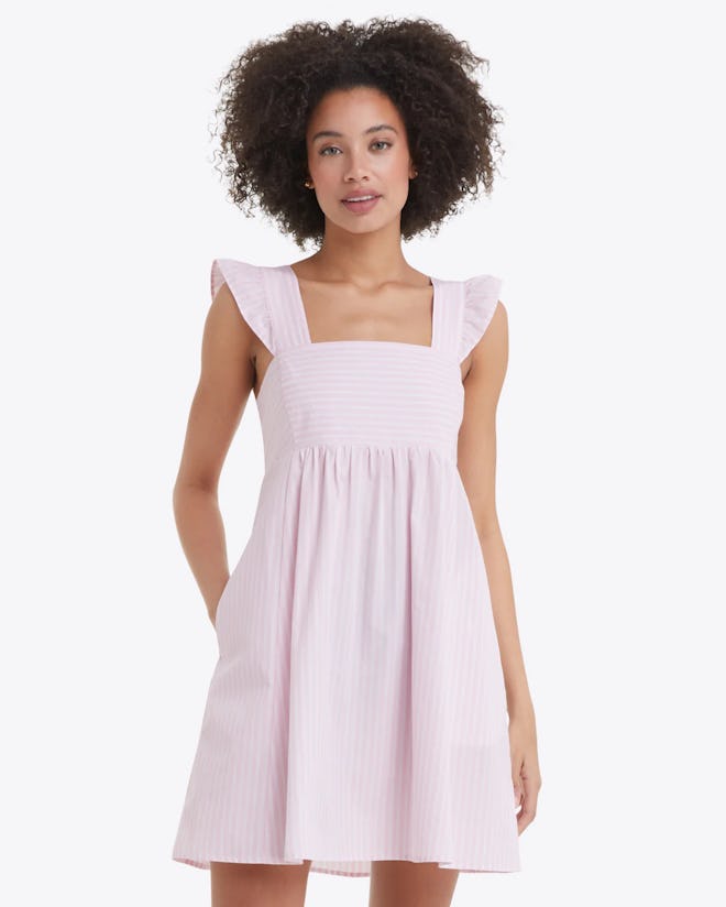 Maddie Babydoll Dress In Pink Stripe