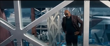 Nick Fury in S.A.B.R.E. headquarters in the The Marvels trailer.