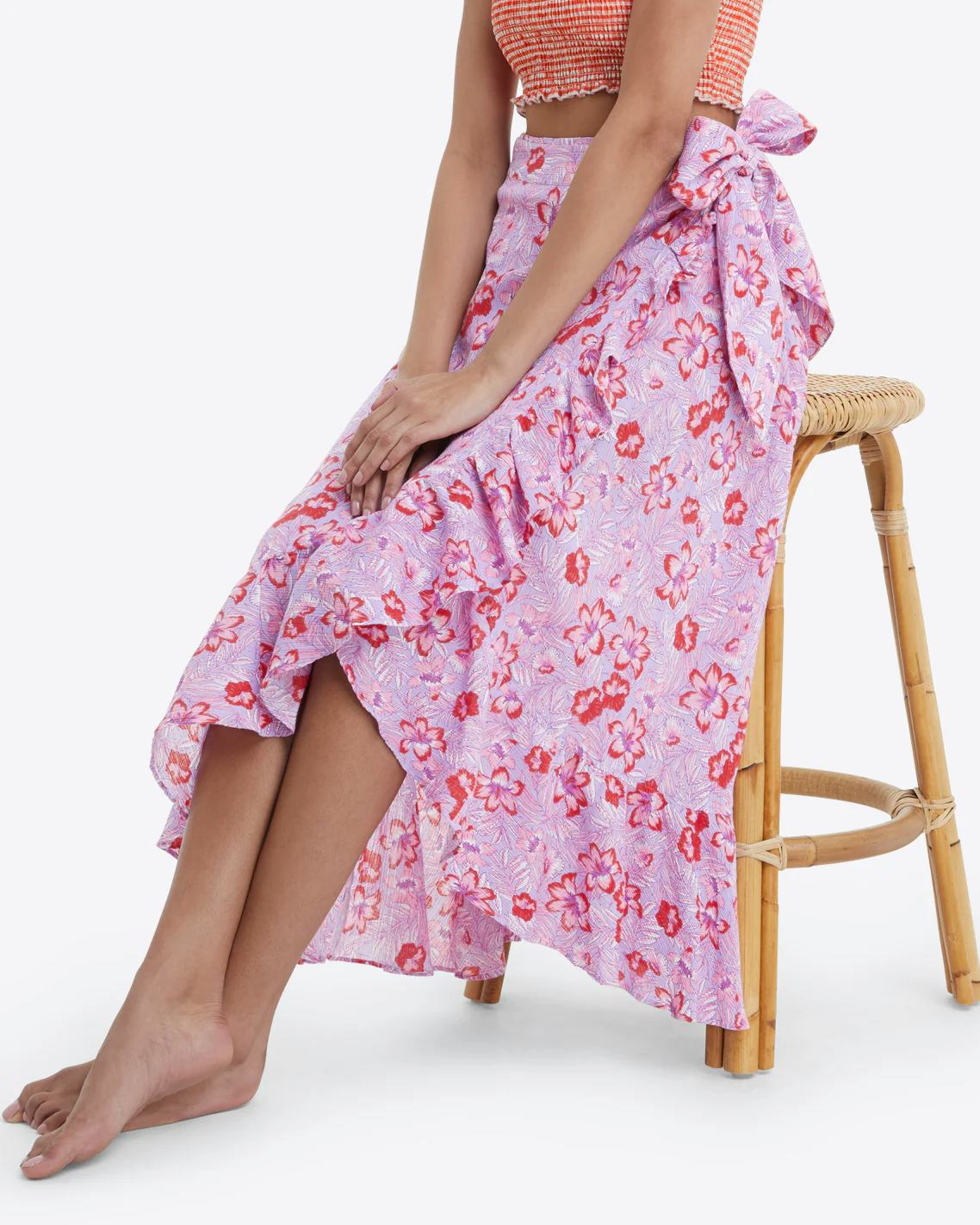 Maxi Skirt in Floral Scallop