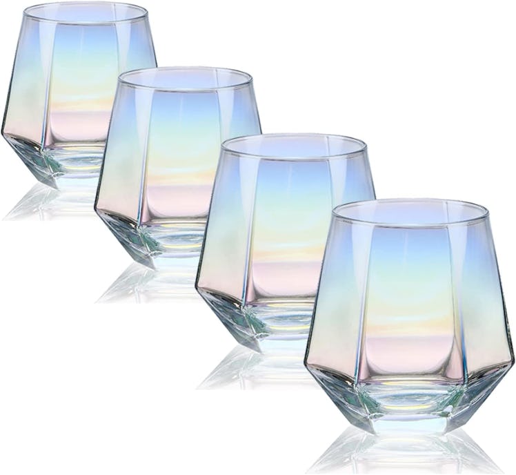 CUKBLESS Stemless Iridescent Wine Glass (Set Of 4)