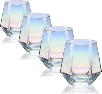 CUKBLESS Stemless Iridescent Wine Glass (Set Of 4)