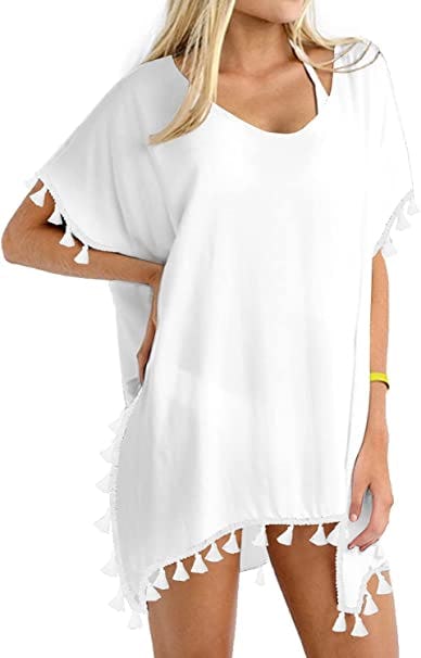 Yincro Chiffon Tassel Swimsuit Cover Up