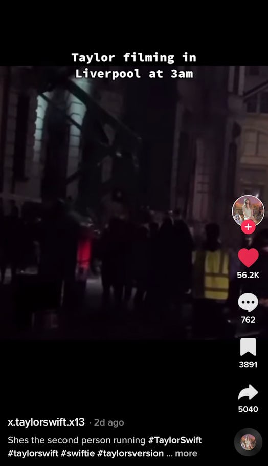 A TikToker posted a video of Taylor Swift filming a music video in Liverpool. 