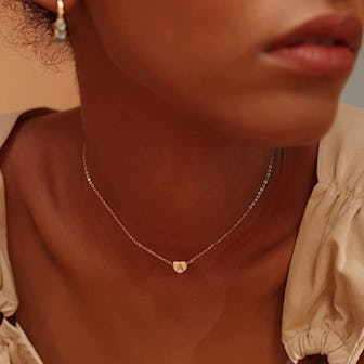 Fettero 14-Karat Gold Filled Letter Heart Choker Necklace